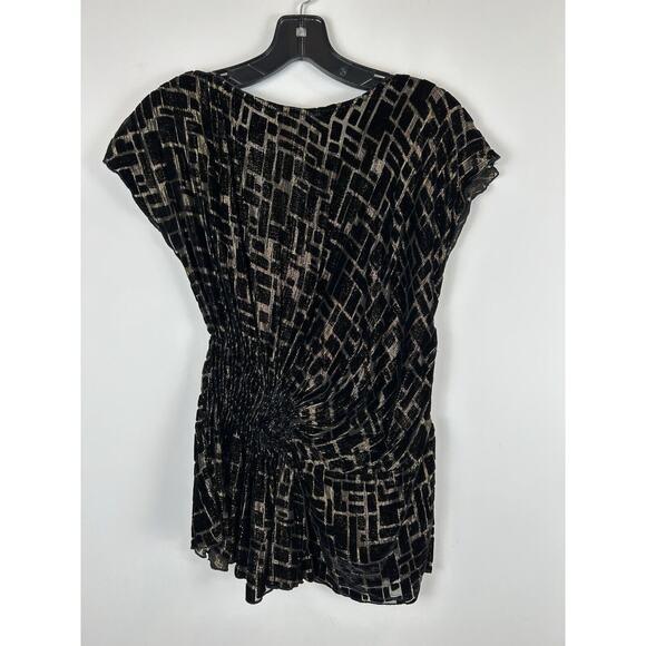 Aryn K. Silk Velvet Burnout Top Party Gold Metallic Black Size Medium Artsy - Picture 6 of 10